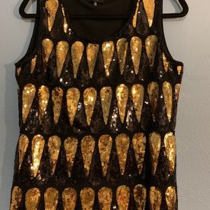 Black/Gold Dressy Tank Top, Size L